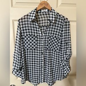 Express Gingham Portofino Shirt NWOT